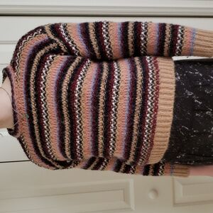 Fuzzy striped alpaca blend sweater